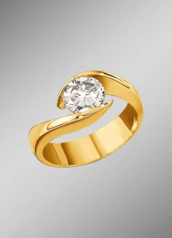 Damen BADER Damen-Solitärring mit champagnerfarbenem Brillant