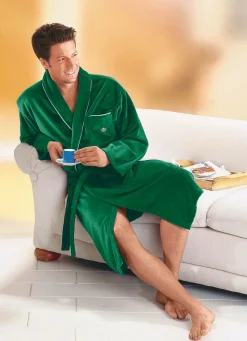 Herren BADER Doubleface Bademantel mit kleinem Stickereimotiv