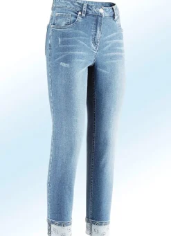 Damen BADER Edel-Jeans in 7/8-Länge mit hübschem Glitzersteinchenbesatz