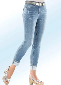 Damen BADER Edel-Jeans in 7/8-Länge mit hübschem Glitzersteinchenbesatz