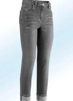 Damen BADER Edel-Jeans in 7/8-Länge mit hübschem Glitzersteinchenbesatz
