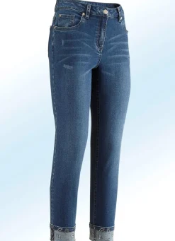Damen BADER Edel-Jeans in 7/8-Länge mit hübschem Glitzersteinchenbesatz