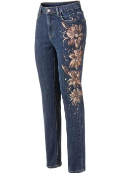 Damen BADER Edel-Jeans mit handbemalten, floralen Motiven