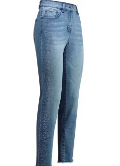 Damen BADER Edel-Jeans mit tollen Glitzersteinchen und Fransensaum