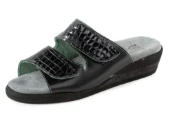 Damen ELENA EDEN MADE IN GERMANY ELENA EDEN Pantolette aus krokogeprägtem Lack- und Nappaleder