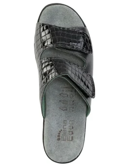 Damen ELENA EDEN MADE IN GERMANY ELENA EDEN Pantolette aus krokogeprägtem Lack- und Nappaleder