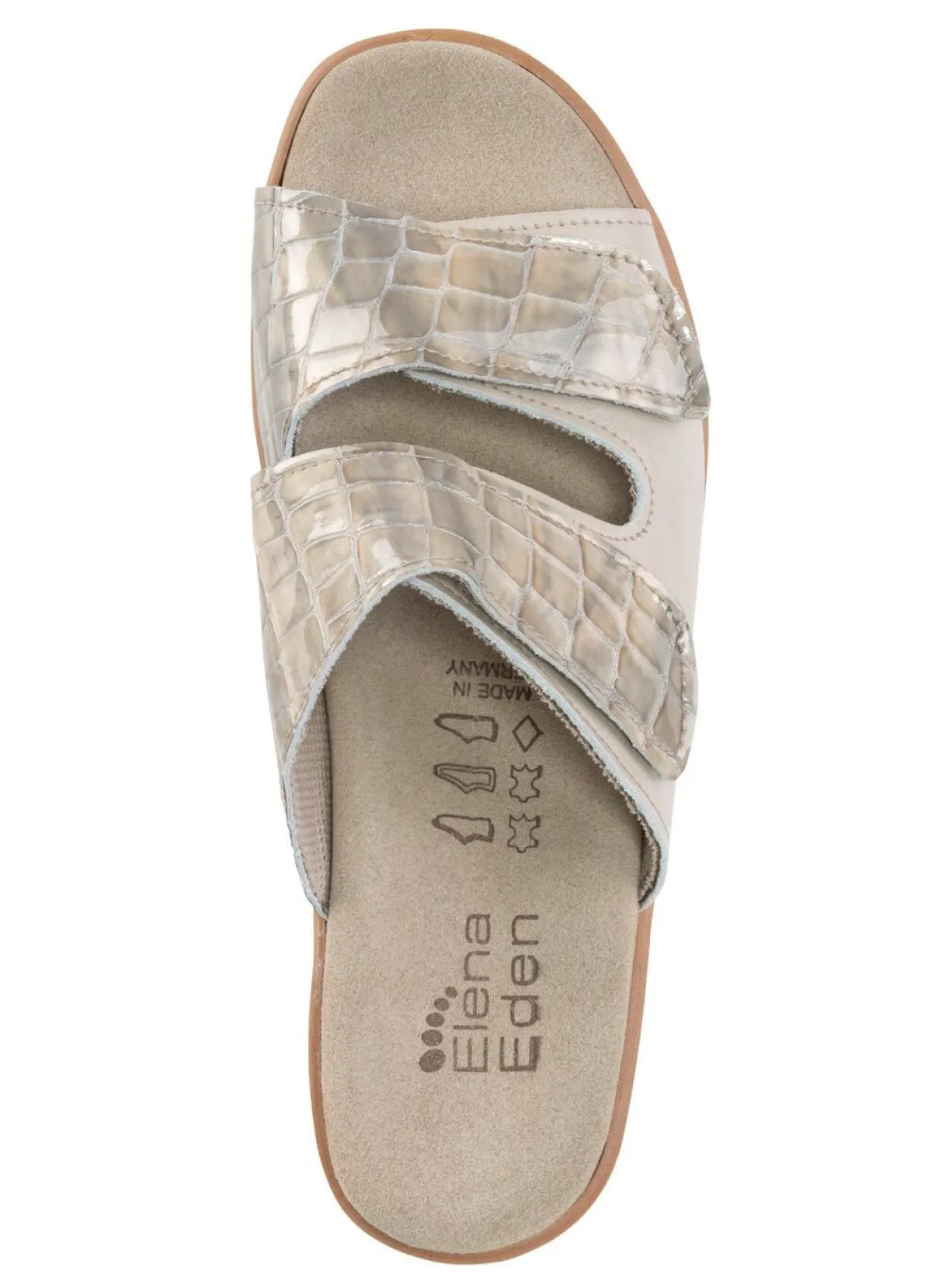 Damen ELENA EDEN MADE IN GERMANY ELENA EDEN Pantolette aus krokogeprägtem Lack- und Nappaleder