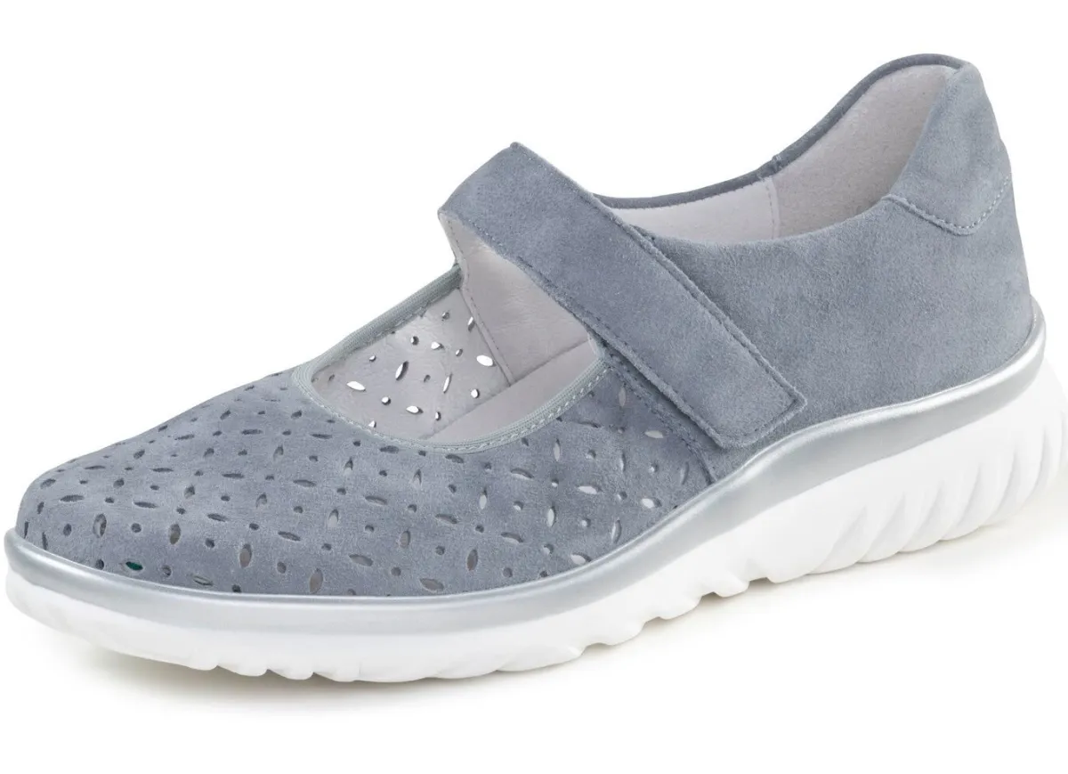 Damen ELENA EDEN Spangenschuh aus Veloursleder mit luftigen Durchbrüchen