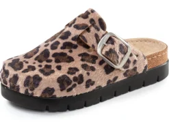 Damen ELENA EDEN , trendige Damen-Clogs, Weite G, mit Leo-Print