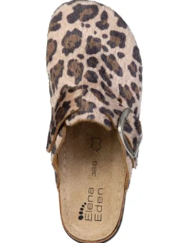 Damen ELENA EDEN , trendige Damen-Clogs, Weite G, mit Leo-Print