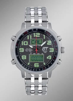 Herren ETT -Funk-Solar-Herrenuhr mit Edelstahlbandgehäuse