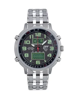 Herren ETT -Funk-Solar-Herrenuhr mit Edelstahlbandgehäuse