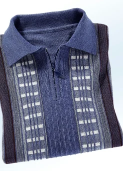 Herren BADER Faszinierender Polopullover mit kurzem Reißverschluss
