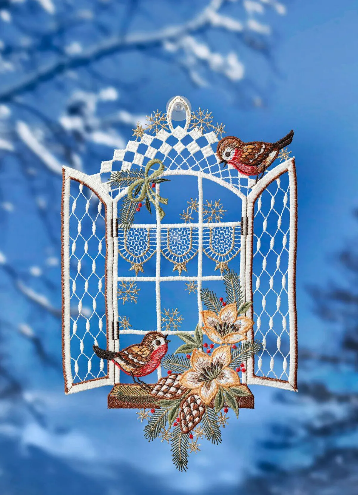PLAUENER SPITZE Fensterbild aus echter