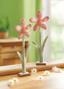 BADER Filz-Blume auf Holzsockel, 2er-Set