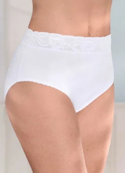 Damen BADER Fünferpack Slips mit Elastikspitzenbund