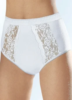 Damen BADER Fünferpack Slips mit elastischen Spitzeneinsätzen