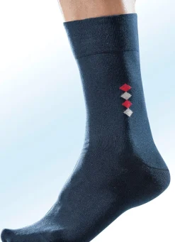 Herren BADER Fünferpack Socken mit handgekettelter Spitze und druckfreiem Bund