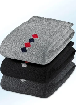 Herren BADER Fünferpack Socken mit handgekettelter Spitze und druckfreiem Bund
