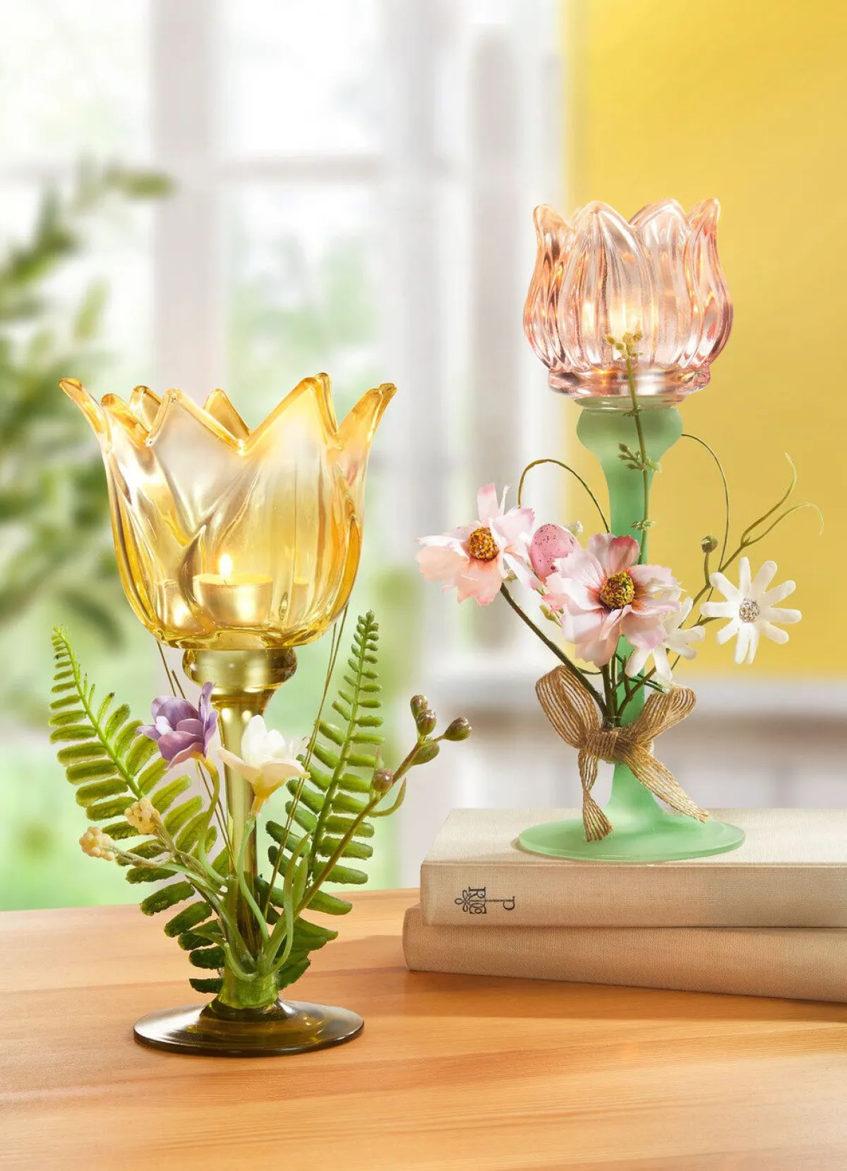 BADER Frühlingshafter Teelichthalter aus Glas