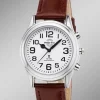 Damen MASTER TIME Funk-Damenuhr mit Lederband und sprechender Zeitansage