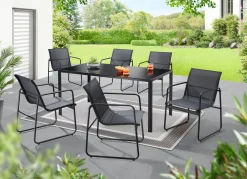 BADER Gartenmöbel-Set mit pulverbeschichtetem Stahlrahmen, 7-teilig