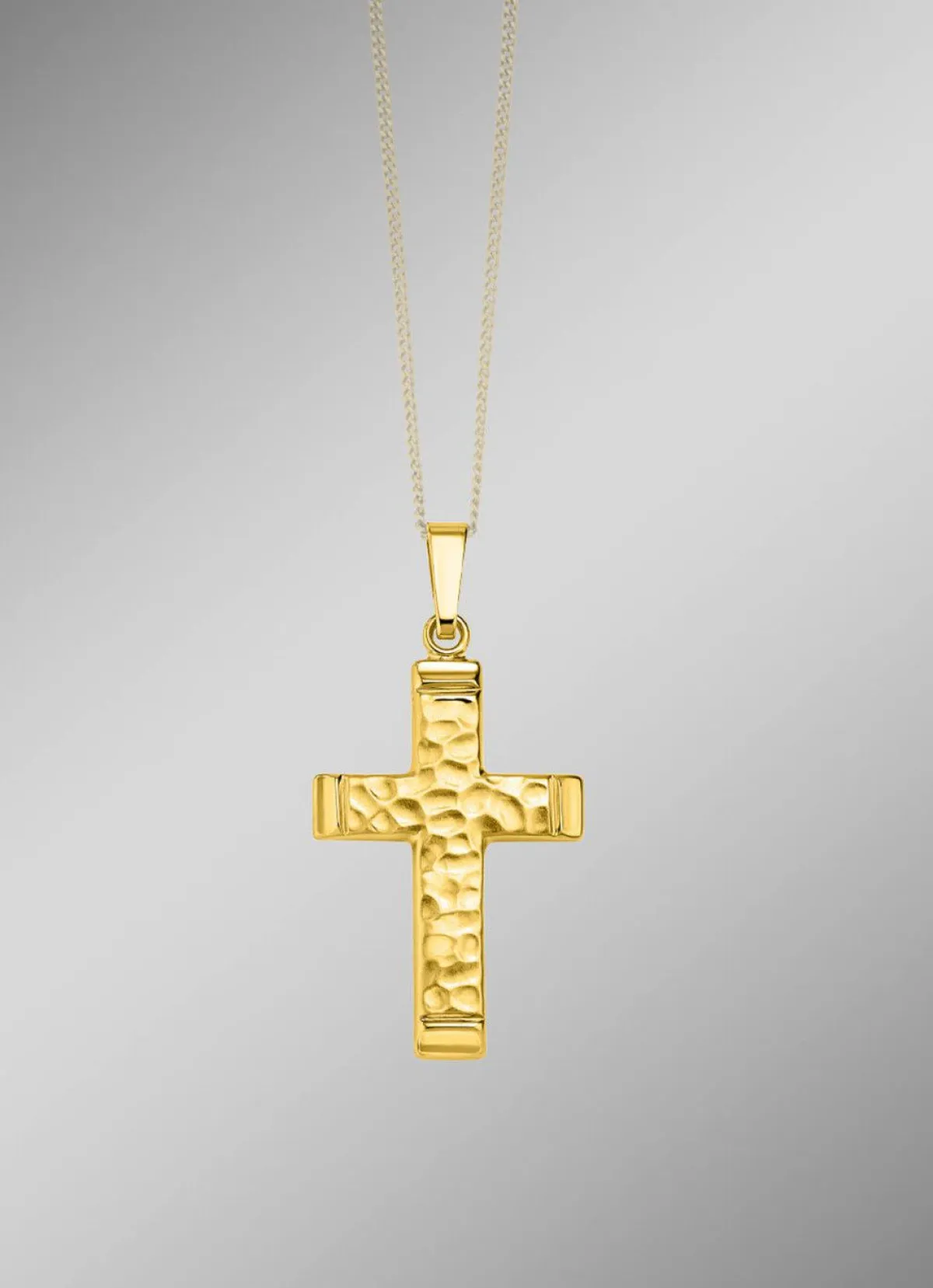 Herren BADER Gehämmerter Kreuz-Anhänger aus Gold