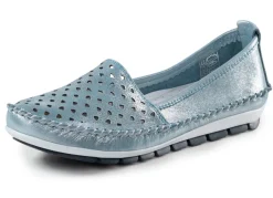Damen Gemini Mokassin-Slipper aus weichem, glänzend geprägtem Nappaleder