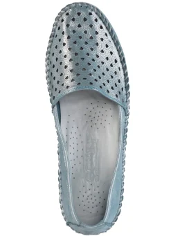 Damen Gemini Mokassin-Slipper aus weichem, glänzend geprägtem Nappaleder