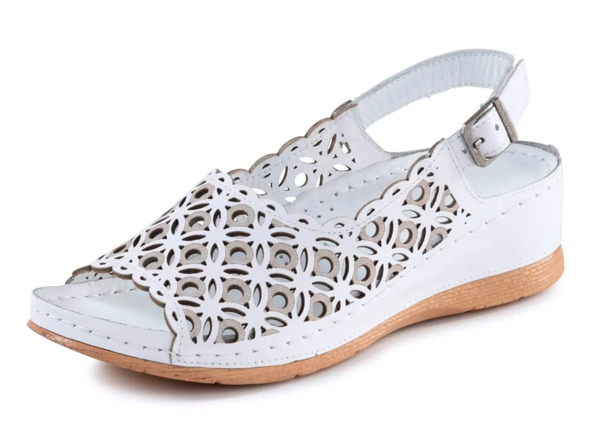 Damen Gemini Sandale aus perforiertem, geprägtem Nappaleder