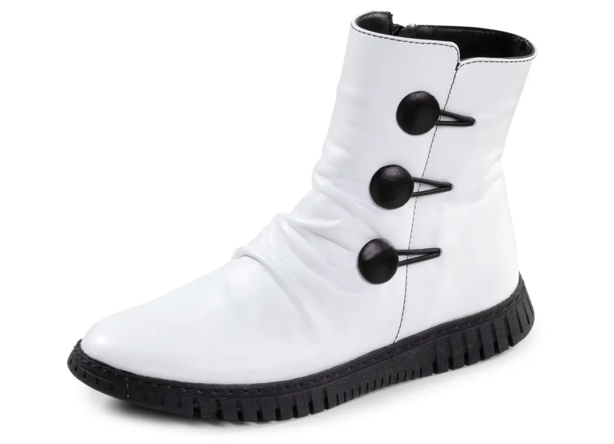 Damen Gemini Stiefelette mit Raffung und dekorativen Knöpfen