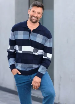 Herren BADER Gemusterter Polopullover in 2 Farben