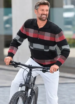 Herren BADER Gemusterter Polopullover in 2 Farben