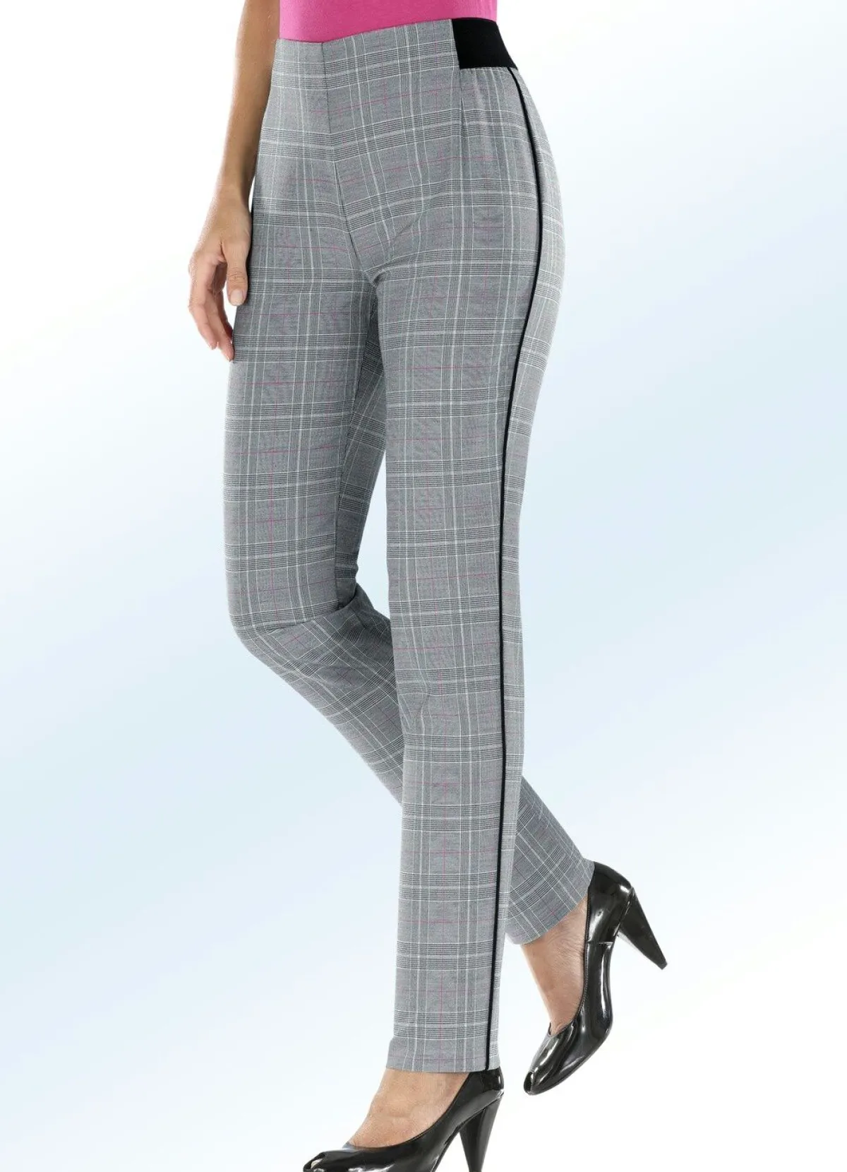 Damen KLAUS MODELLE MADE IN GERMANY Glencheckhose mit spezieller Bundverarbeitung