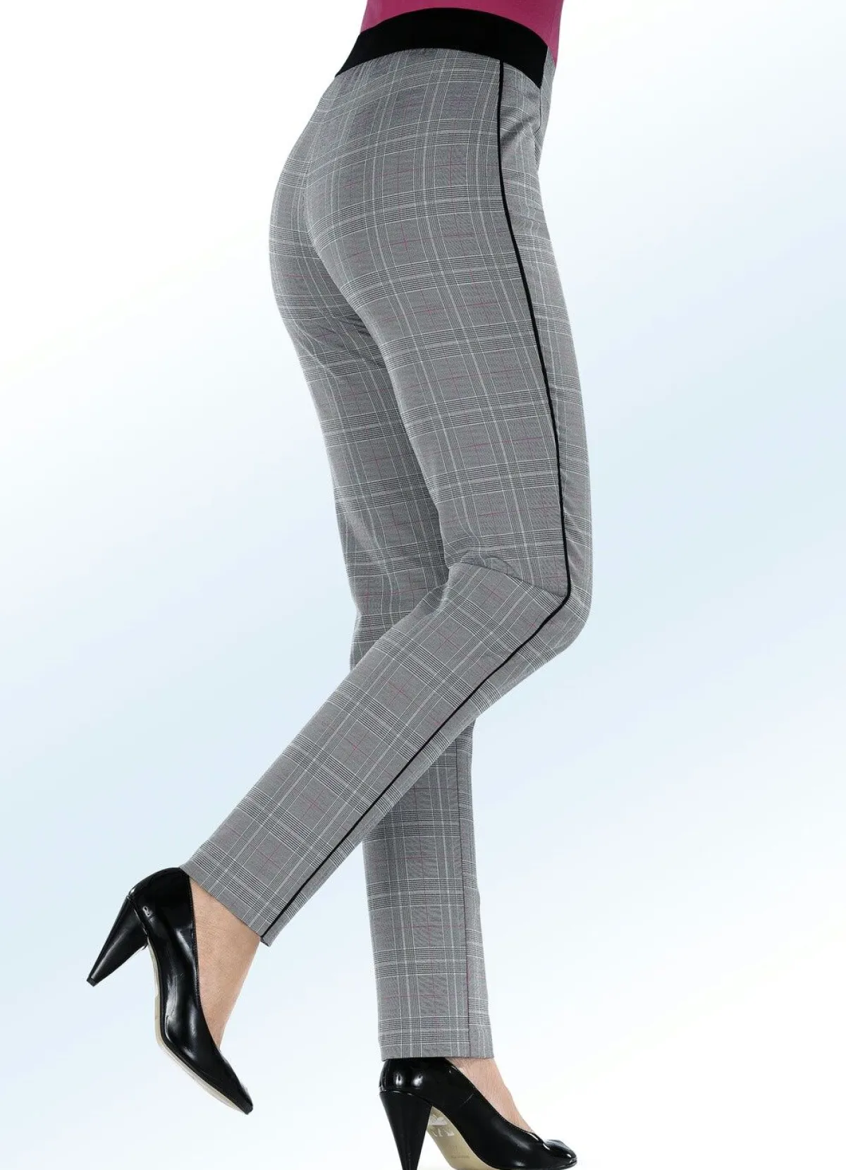 Damen KLAUS MODELLE MADE IN GERMANY Glencheckhose mit spezieller Bundverarbeitung