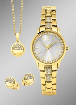 Damen BADER Goldfarbenes Damenuhrset 3-tlg.