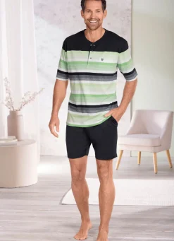 Herren HAJO NACHTMODE Hajo Klima-Komfort Shorty mit Knopfleiste