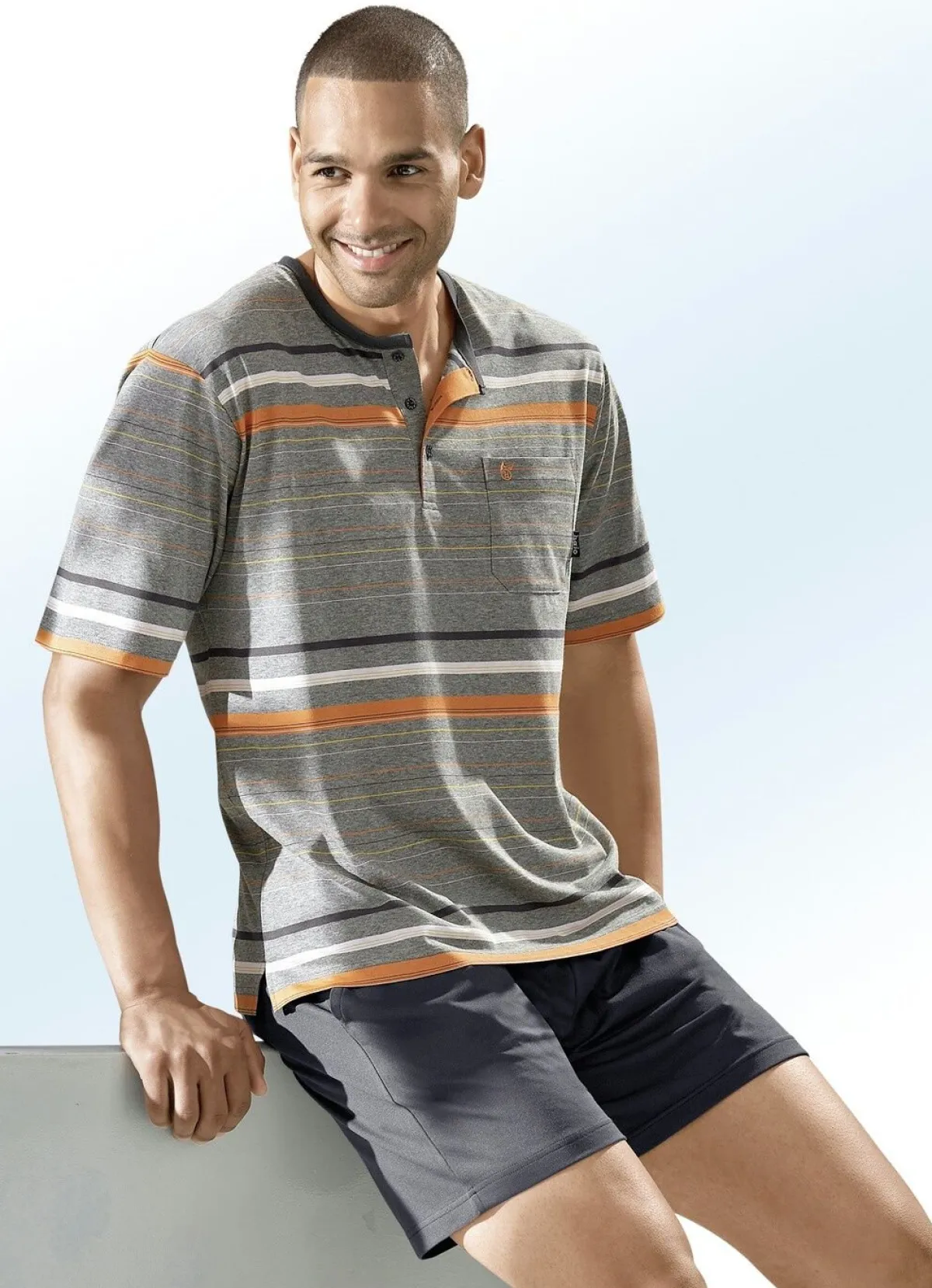 Herren HAJO NACHTMODE Hajo Klima Komfort Shorty mit Knopfleiste