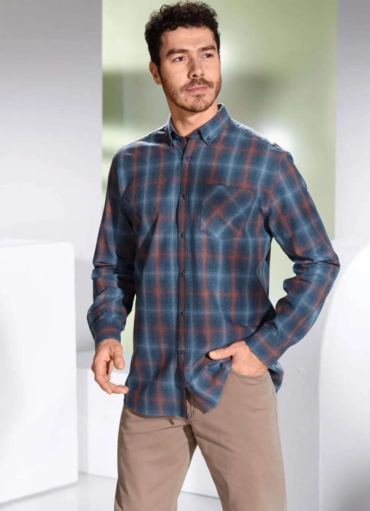 Herren BADER Hemd mit Button-Down-Kragen