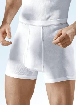 Herren HERMKO Dreierpack Unterhosen aus Doppelripp mit Eingriff, weiß