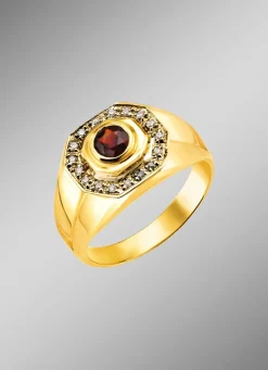Herren BADER Hochwertiger Herrenring mit Granat und Diamanten