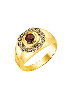 Herren BADER Hochwertiger Herrenring mit Granat und Diamanten
