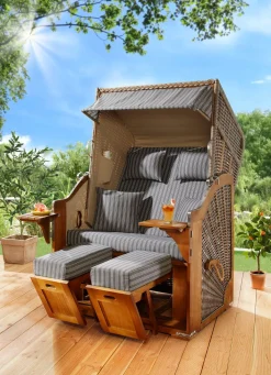 BADER Hochwertiger Strandkorb Flair aus Pinienholz