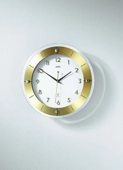 BADER Hochwertige Wanduhr von AMS, aus facettiertem Mineralglas
