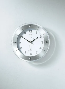 BADER Hochwertige Wanduhr von AMS, aus facettiertem Mineralglas