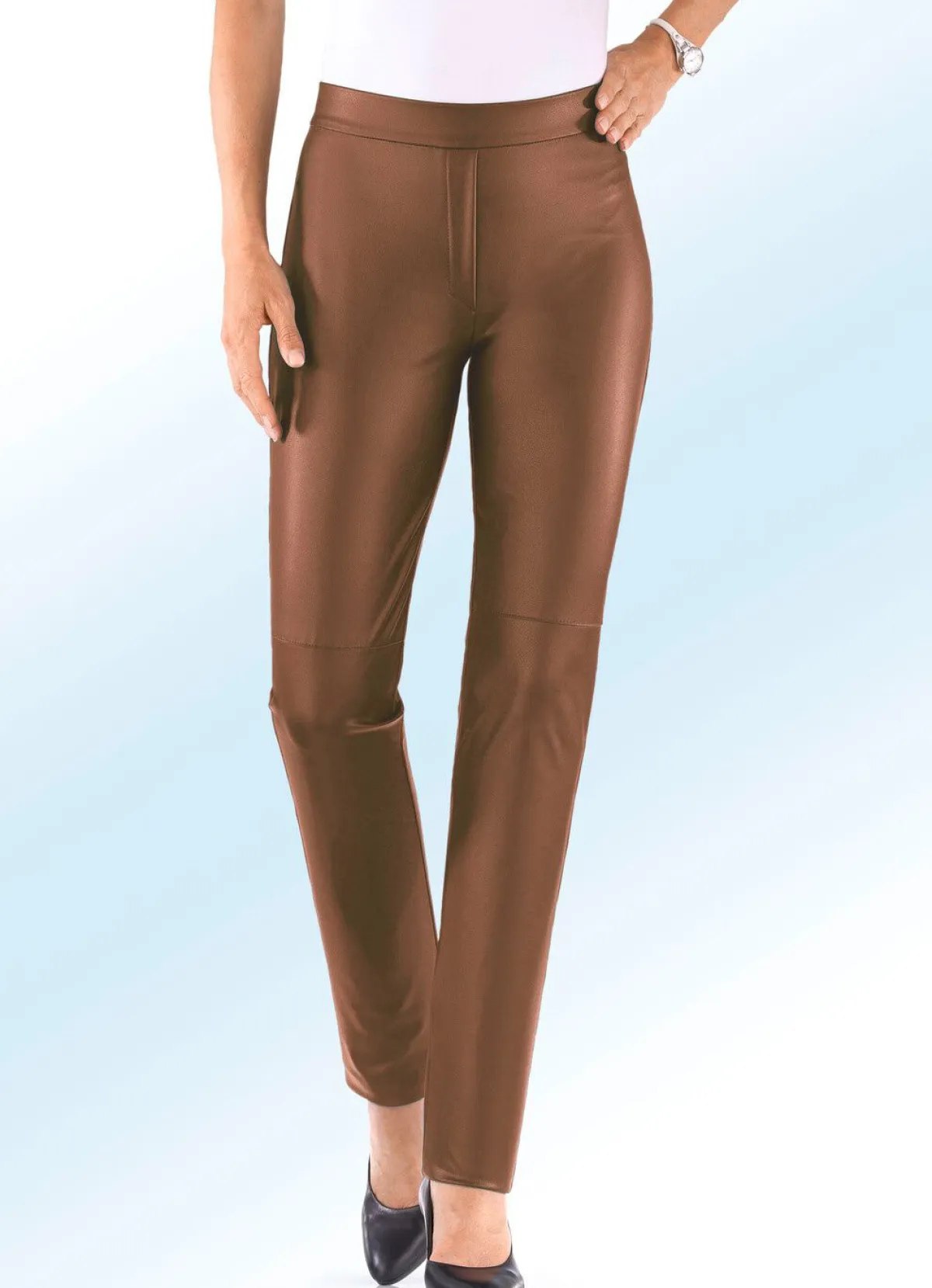 Damen KLAUS MODELLE MADE IN GERMANY Hose aus softem Nappaleder-Imitat