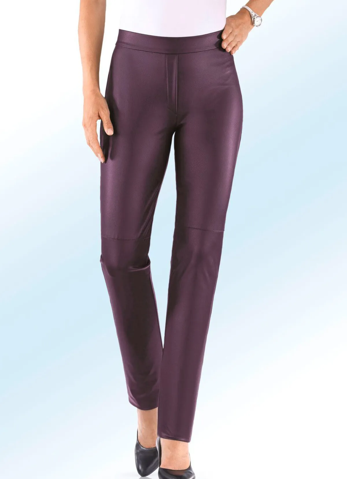 Damen KLAUS MODELLE MADE IN GERMANY Hose aus softem Nappaleder-Imitat