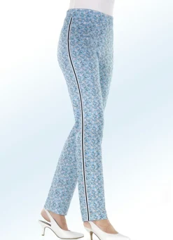 Damen ELENA EDEN Hose mit aparter Floral-Dessinierung und effektvollem Zierband
