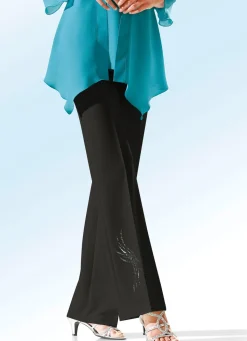Damen KLAUS MODELLE MADE IN GERMANY Hose mit schmückendem Strasszier-Motiv