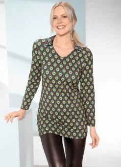 Damen BADER Interessantes Poloshirt mit V-Ausschnitt
